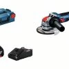Bosch Bleu Meuleuse Sans Fil 06019H9105 Meuleuse Angulaire 18V 4.0Ah X-LOCK GWX 18V-7 L-Boxx