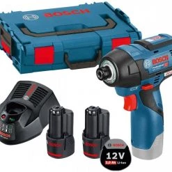 Bosch Bleu Visseuse à Choc Sans Fil 601900000 Boulonneuse à Chocs Sans Fil GDR 12V-110, 2x3,0Ah, L-BOXX