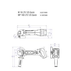 Metabo Meuleuse Sans Fil 613072890 Meuleuse WP 18 LTX 125 Quick Accu Avec Interrupteur D'homme Mort Sans Batteries Ni Chargeur