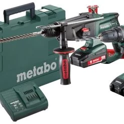 Metabo 685083000 Combo Set 2.3.218V 2,0Ah Li-Ion - BS18 Perceuse Sans Fil + KHA18LTX Marteau Sans Fil