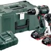 Metabo Visseuse à Choc Sans Fil 685124000 Ensemble Combiné 2.1.12 18V 4.0Ah LiHD - Marteau Perforateur Sans Fil SB18LT BL + Tournevis à Chocs SSD18 LTX 200 BL