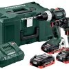 Metabo 685128960 Combo Set 2.1.16 - BS 18 LT BL Perceuse Sans Fil + SSW 18 LTX 300 BL Clé à Chocs 18V 3 X 4.0 Ah LiHD