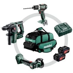 Metabo 691174000 Combo Set 3.1.1 18V 4.0Ah - BS18L BL Perceuse Sans Fil + CC18LTX Meuleuse + BH18LTX BL 16 Marteau Perforateur