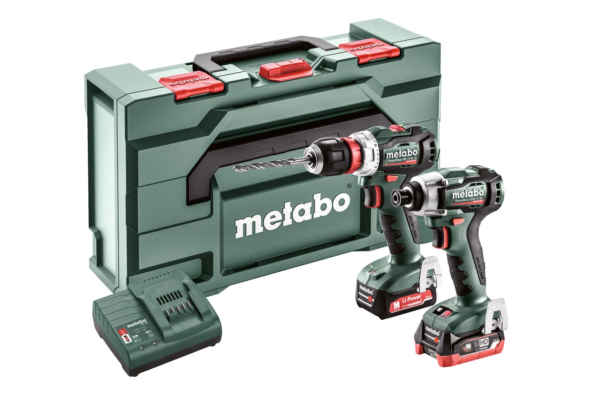 Metabo COMBO SET 2.7.4 BS12BL Perceuse Qaccu + SSD12BL Tournevis à Chocs 12V 4.0Ah LiHD/2.0Ah Li-Ion 685164000 1 Metabo COMBO SET 2.7.4 BS12BL Perceuse Qaccu + SSD12BL Tournevis à Chocs 12V 4.0Ah LiHD/2.0Ah Li-Ion 685164000