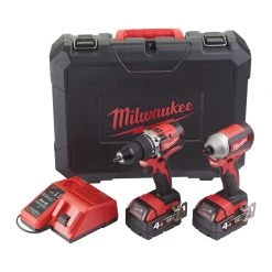 Milwaukee Visseuse à Choc Sans Fil Combo-set M18 CBLPP2A-402C - Perceuse + Visseuse -Perceuses sans fil Soldes combo set m18 cblpp2a 402c perceuse visseuse 2