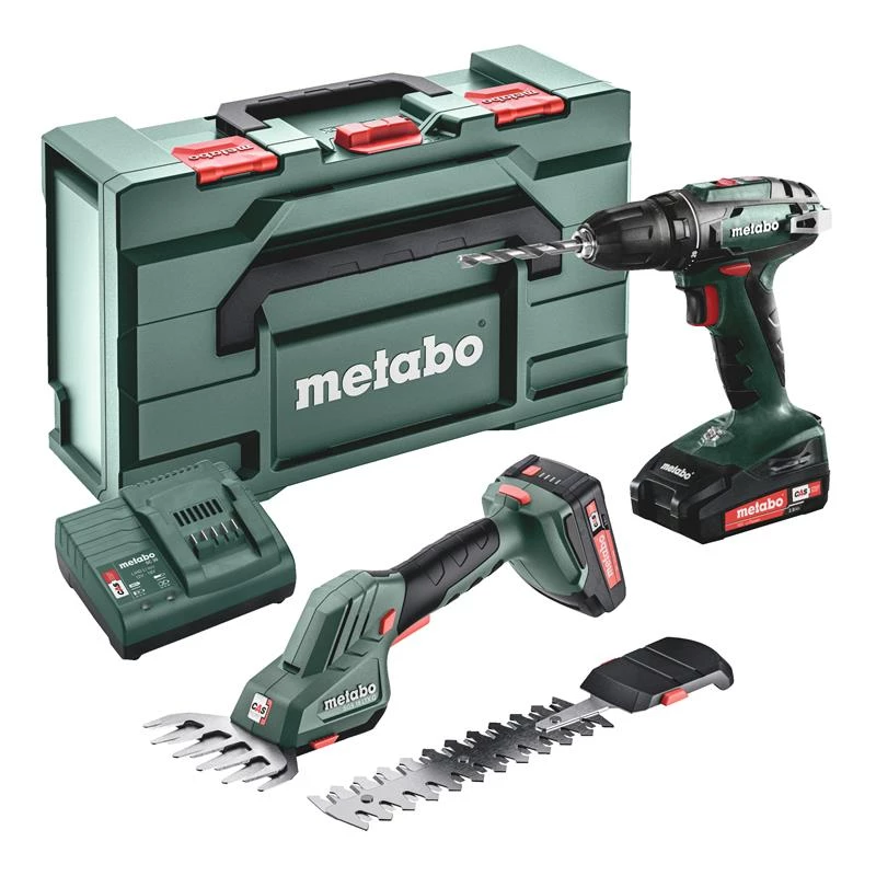 Metabo Comboset 2.2.5 18V 2.0Ah Li-Ion - Perceuse Sans Fil BS18 + Cisaille à Arbustes Et à Gazon SGS 18 LTX Q 685186000 1 Metabo Comboset 2.2.5 18V 2.0Ah Li-Ion - Perceuse Sans Fil BS18 + Cisaille à Arbustes Et à Gazon SGS 18 LTX Q 685186000