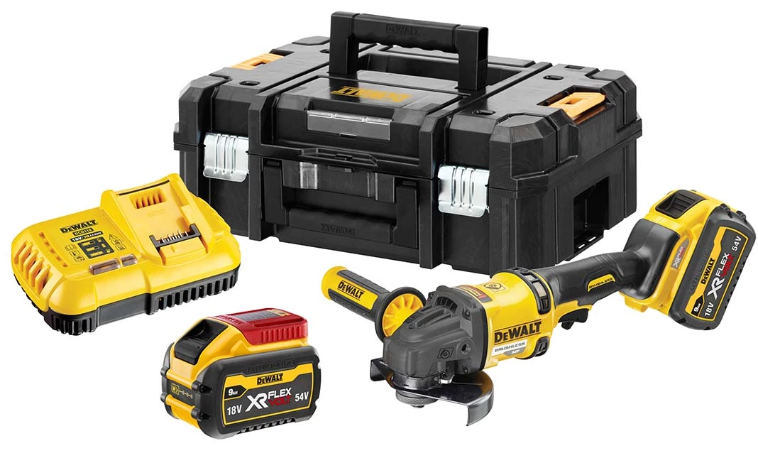 DeWalt Meuleuse Sans Fil DCG418X2-QW XR FlexVolt 54 Volt 9.0Ah Li-Ion Meuleuse D'angle 125mm 1 DeWalt Meuleuse Sans Fil DCG418X2-QW XR FlexVolt 54 Volt 9.0Ah Li-Ion Meuleuse D'angle 125mm