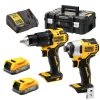 DeWalt Visseuse à Choc Sans Fil DCK2062E2T-QW Combo Set 18V XR PowerStack Li-Ion - Perceuse Sans Fil DCD709 + Déchiqueteuse à Percussion DCF809