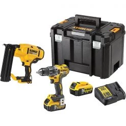DeWalt DCK282P2T-QW Set - DCD791 Perceuse Sans Fil + DCN680 Minibrad Tacker 18GA 15-54mm 18v 5.0Ah Li-Ion Dans Une Valise TSTAK