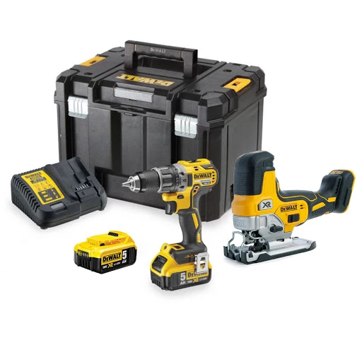 DeWalt DCK298P2T-QW Set - Perceuse Sans Fil DCD791 + Scie Sauteuse DCS335 18V 5.0Ah Li-Ion Dans Une Valise TSTAK 1 DeWalt DCK298P2T-QW Set - Perceuse Sans Fil DCD791 + Scie Sauteuse DCS335 18V 5.0Ah Li-Ion Dans Une Valise TSTAK