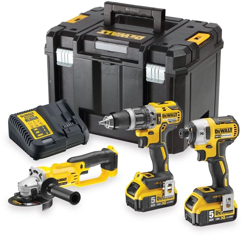 DeWalt Visseuse à Choc Sans Fil DCK383P2T-QW Pack 18V 5.0Ah Li-Ion - Perceuse à Percussion Sans Fil DCD796 + Visseuse à Percussion DCF887 + Meuleuse D'angle DCG412 1 DeWalt Visseuse à Choc Sans Fil DCK383P2T-QW Pack 18V 5.0Ah Li-Ion - Perceuse à Percussion Sans Fil DCD796 + Visseuse à Percussion DCF887 + Meuleuse D'angle DCG412