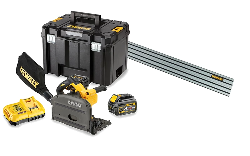 DeWalt Scie Sans Fil DCS520T2R-QW Scie Plongeante XR FlexVolt 54V 6,0Ah 165mm + Règle 1500mm 1 DeWalt Scie Sans Fil DCS520T2R-QW Scie Plongeante XR FlexVolt 54V 6,0Ah 165mm + Règle 1500mm