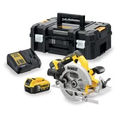 DeWalt Scie Sans Fil DCS570P2-QW Scie Circulaire XR 18V 5Ah Li-Ion Brushless 184mm - 2 Batteries - Coffret TSTAK