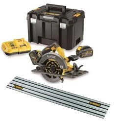 DeWalt Scie Sans Fil DCS579X2-QW XR FlexVolt 54 Volt 9.0Ah Li-Ion Scie Circulaire 190 Mm + Rail De Guidage 1500mm