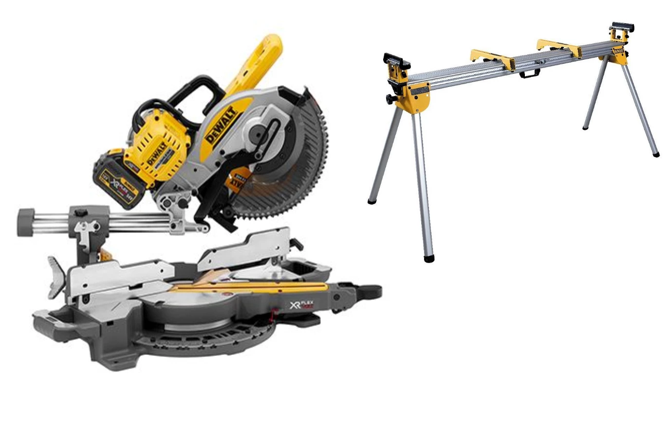 DeWalt Scie Sans Fil DCS727T2SET-QW XR FlexVolt 54 Volt 6.0Ah Li-Ion Tronçonneuse Et Scie à Onglets 250 Mm + Support DE7023 1 DeWalt Scie Sans Fil DCS727T2SET-QW XR FlexVolt 54 Volt 6.0Ah Li-Ion Tronçonneuse Et Scie à Onglets 250 Mm + Support DE7023