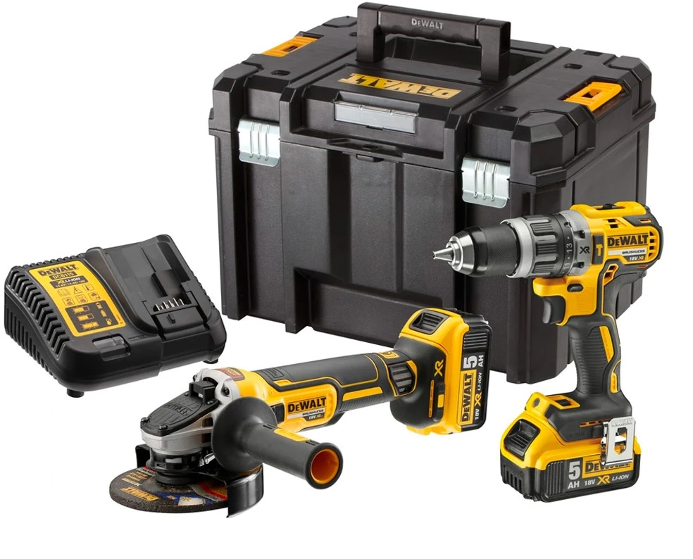 Dewalt DCK2080P2T-QW Comboset - DCD796 Perceuse Sans Fil + DCG405 Meuleuse D'angle Sans Fil 18 Volt 5.0 AH Li-ion 1 Dewalt DCK2080P2T-QW Comboset - DCD796 Perceuse Sans Fil + DCG405 Meuleuse D'angle Sans Fil 18 Volt 5.0 AH Li-ion