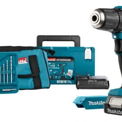 Makita Perceuse Sans Fil DF333DWAX6 Perceuse/Visseuse 12 Volt 2.0Ah Li-Ion + Adaptateur USB + Set D'accessoires De 17 Pièces Dans La CoolMbox