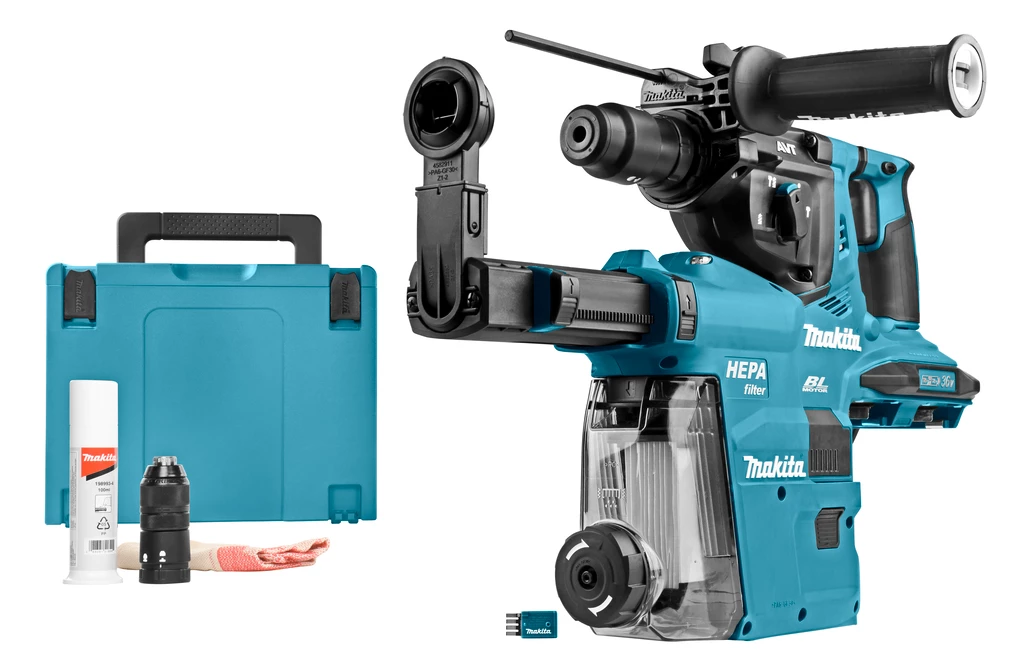 Makita Marteau Perforateur Sans Fil DHR283ZWJU Marteau Combiné 2 X 18V Avec Aspiration Et émetteur AWS, Batteries Et Chargeur Non Compris. 2 Makita Marteau Perforateur Sans Fil DHR283ZWJU Marteau Combiné 2 X 18V Avec Aspiration Et émetteur AWS, Batteries Et Chargeur Non Compris. – Image 2