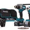 Makita Visseuse à Choc Sans Fil DK0126G401 Set Combiné 40V Max 4.0Ah Li-Ion - DF001G Perceuse Sans Fil TD001G Perceuse à Percussion GA005G Meuleuse JR001G Scie Alternative