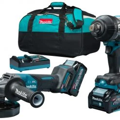 Makita Set DK0139G202 Ensemble Combiné - TW001G Clé à Chocs GA013G Meuleuse 40V Max 4.0Ah Li-Ion Dans Un Sac
