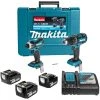 Makita Visseuse à Choc Sans Fil DLX2116TX1 Ensemble De 2 Machines 14,4V Li-Ion 5 Ah (DDF470 + DTD134)