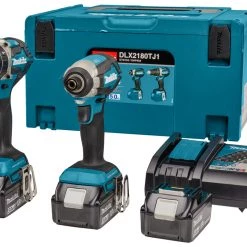 Makita Visseuse à Choc Sans Fil DLX2180TJ1 - DHP484 Perceuse Sans Fil + DTD153 Accu/Visseuse 18V 3x5,0 Ah Li-ion
