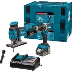 Makita DLX2355TJ Comboset 18V 5.0Ah Li-Ion - Perceuse Sans Fil DDF484 + Scie Sauteuse Sans Fil DJV181 Dans MBox