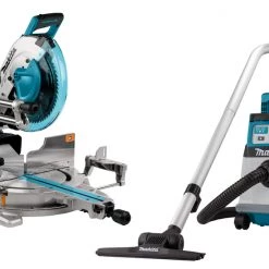 Makita Scie Sans Fil DLX2380UX1 Set Combiné 2 X 18V Avec AWS - DLS211 Tronçonneuse DVC157L Aspirateur Sans Batteries Et Chargeur