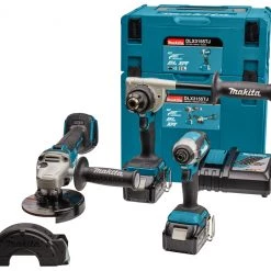 Makita DLX3155TJ Combo Set 18V 5.0Ah Li-Ion - DDF486 Perceuse Sans Fil + DGA504 Meuleuse Sans Fil + DTD153 Clé à Chocs Dans MBox