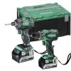 HIKOKI Set DS18DBSL Perceuse Sans Fil + WH18DSDL Clé à Chocs Sans Fil