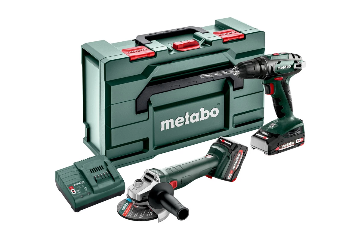 Metabo Set Ensemble Combiné 18V 2.0Ah Li-Ion - Perceuse Sans Fil BS18 + Meuleuse D'angle W 18 L 9-125 685204500 1 Metabo Set Ensemble Combiné 18V 2.0Ah Li-Ion - Perceuse Sans Fil BS18 + Meuleuse D'angle W 18 L 9-125 685204500