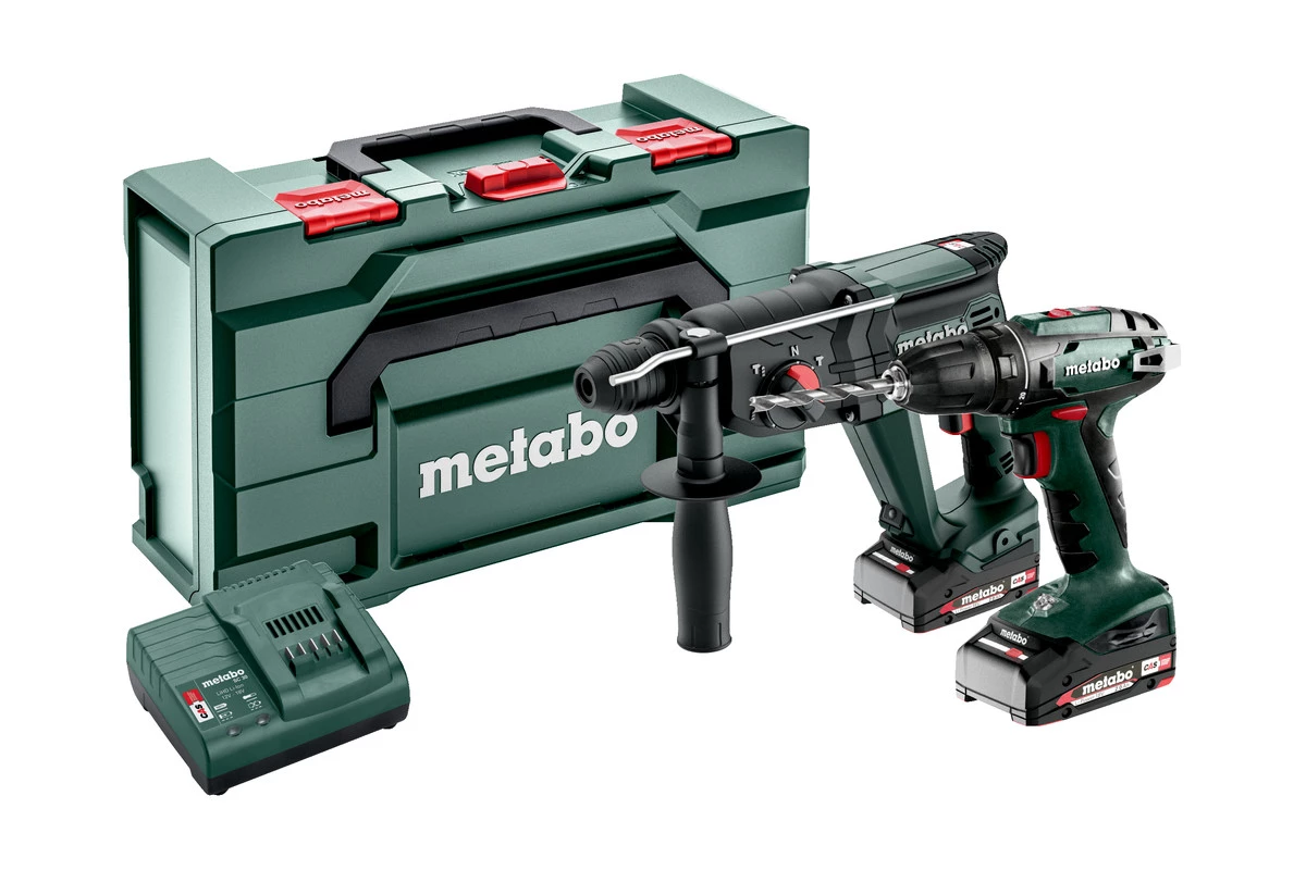 Metabo Set Ensemble Combiné 2.3.2 18V 2.0Ah Li-Ion - Perceuse Sans Fil BS18 + Marteau Combiné KH18LTX 24 685216500 1 Metabo Set Ensemble Combiné 2.3.2 18V 2.0Ah Li-Ion - Perceuse Sans Fil BS18 + Marteau Combiné KH18LTX 24 685216500