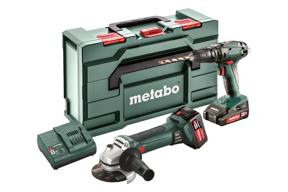Metabo Set Ensemble Combiné 2.4.4 18V 4.0/2.0Ah Li-Ion SB18 Perceuse à Percussion + Meuleuse D'angle W18LTX125 685089000 1 Metabo Set Ensemble Combiné 2.4.4 18V 4.0/2.0Ah Li-Ion SB18 Perceuse à Percussion + Meuleuse D'angle W18LTX125 685089000