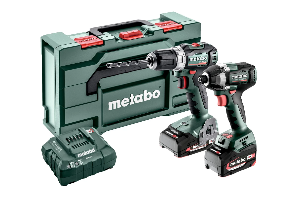 Metabo Visseuse à Choc Sans Fil Ensemble Combiné 2.8.3 18V 5.2Ah/2.0Ah Li-Ion - BS18 L BL Perceuse Sans Fil + SSD18 LT 200 BL Clé à Chocs 685195000 1 Metabo Visseuse à Choc Sans Fil Ensemble Combiné 2.8.3 18V 5.2Ah/2.0Ah Li-Ion - BS18 L BL Perceuse Sans Fil + SSD18 LT 200 BL Clé à Chocs 685195000