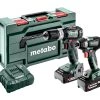 Metabo Visseuse à Choc Sans Fil Ensemble Combiné 2.8.7 18V 5.2/2.0Ah Li-Ion - Perceuse Sans Fil SB18 L BL + Tournevis à Chocs SSD18 LT 200 BL 685199000