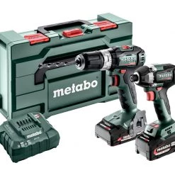Metabo Visseuse à Choc Sans Fil Ensemble Combiné 2.8.7 18V 5.2/2.0Ah Li-Ion - Perceuse Sans Fil SB18 L BL + Tournevis à Chocs SSD18 LT 200 BL 685199000