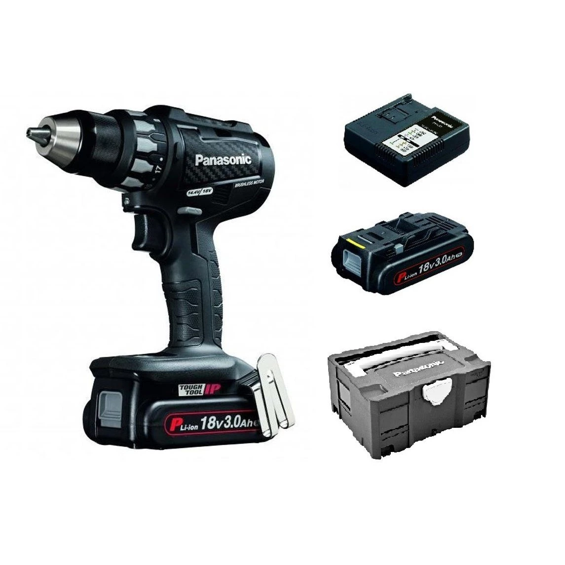 Panasonic Perceuse Sans Fil EY74A2PN2G Perceuse-visseuse Sans Fil 18V Li-Ion (2x Batterie 3.0Ah) En T-loc - Sans Balais 1 Panasonic Perceuse Sans Fil EY74A2PN2G Perceuse-visseuse Sans Fil 18V Li-Ion (2x Batterie 3.0Ah) En T-loc - Sans Balais