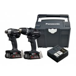 Panasonic Visseuse à Choc Sans Fil EYC231PN2G Combo Set Perceuse Sans Fil EY74A3 Et Clé à Chocs EY76A1 18 Volts 3.0 Ah Li-ion Dans Systainer
