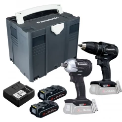 Panasonic EYC242PN2G Combo Set Perceuse Sans Fil EY79A2 Et Clé à Chocs EY75A8 Li-ion 18 Volts 3.0 Ah Sans Balais Dans Systainer