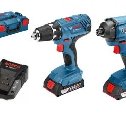 Bosch Bleu Visseuse à Choc Sans Fil GSR 18V-21 Perceuse + GDR 18V-160 Visseuse à Chocs 18V Dans L-BOXX 06019G5101