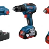 Bosch Bleu Set Pack Combi GSR 18V-55 Perceuse Sans Fil + GDX 18V-200 Table Tournante Sans Fil 18V 4.0AH En L-Case 06019J2207