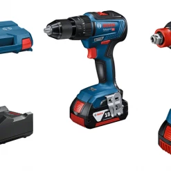 Bosch Bleu Set Pack Combiné GSB 18V-55 Perceuse Sans Fil + GDX 18V-200 Clé à Chocs Sans Fil 18V 4.0AH En L-Case 06019J2208