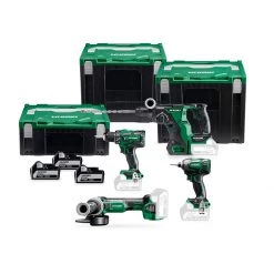 HIKOKI Set Pack Combiné KC18DG4LWDPZ Avec 4 Machines 18 Volts 3 X 5.0 Ah Batteries Et Chargeur Dans Des Caisses HSC