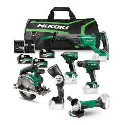 HIKOKI Set Pack Combiné KC18H6A-MVA3 Avec 6 Machines 18 Volts 3 X 5,0 Ah Batteries Et Chargeur Dans Un Sac