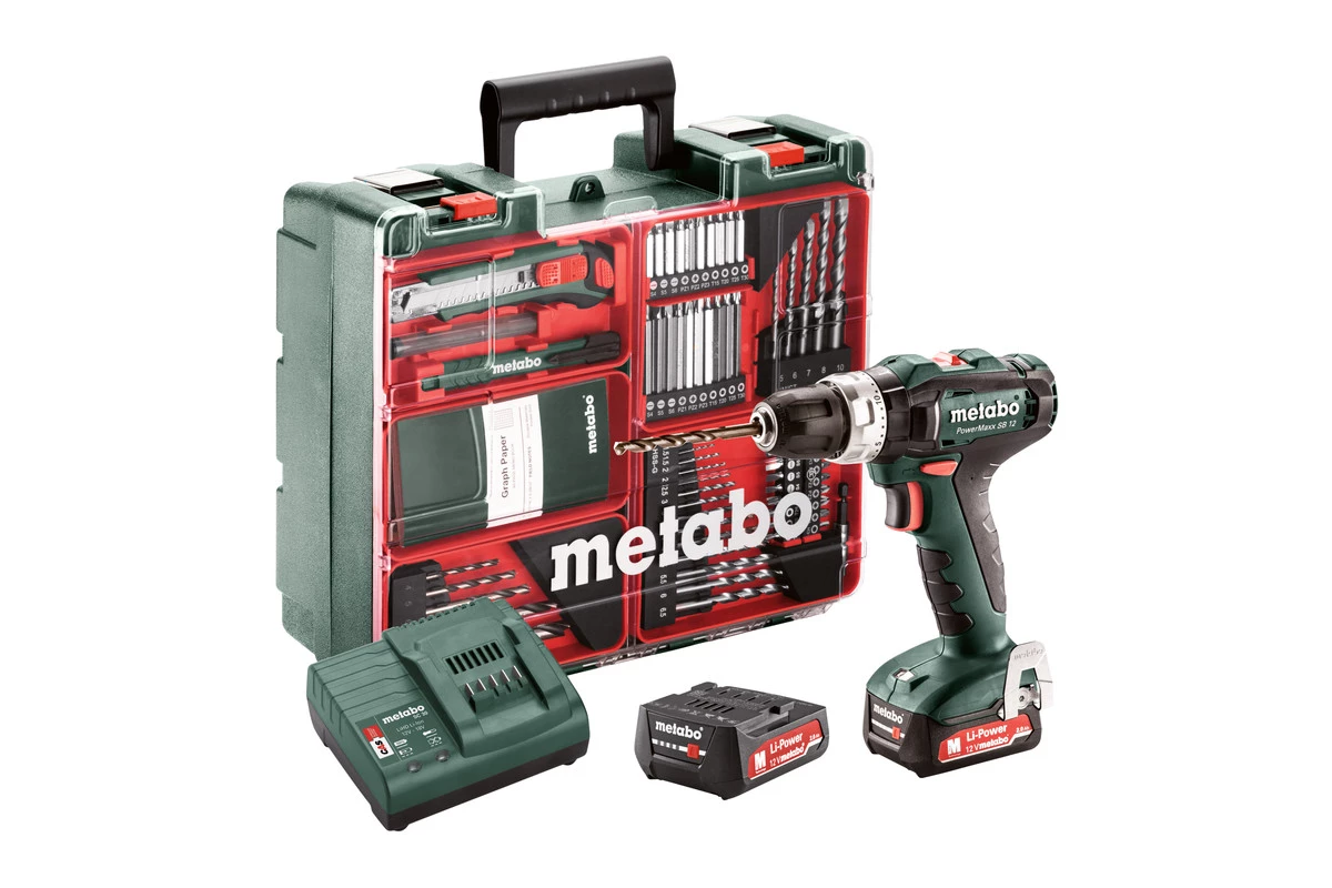 Metabo Perceuse Visseuse Sans Fil PowerMaxx SB 12 SET Perceuse à Percussion Sans Fil 12V 2.0Ah Li-Ion Sur Le Lieu De Travail Mobile 601076870 1 Metabo Perceuse Visseuse Sans Fil PowerMaxx SB 12 SET Perceuse à Percussion Sans Fil 12V 2.0Ah Li-Ion Sur Le Lieu De Travail Mobile 601076870
