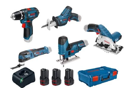 Bosch Bleu Set 4 Outils 12V - Perceuse Sans Fil + Scie Circulaire + Scie Sauteuse + Scie Alternative + Multitool 12V 3 X 3.0Ah En XL-Boxx 1 Bosch Bleu Set 4 Outils 12V - Perceuse Sans Fil + Scie Circulaire + Scie Sauteuse + Scie Alternative + Multitool 12V 3 X 3.0Ah En XL-Boxx